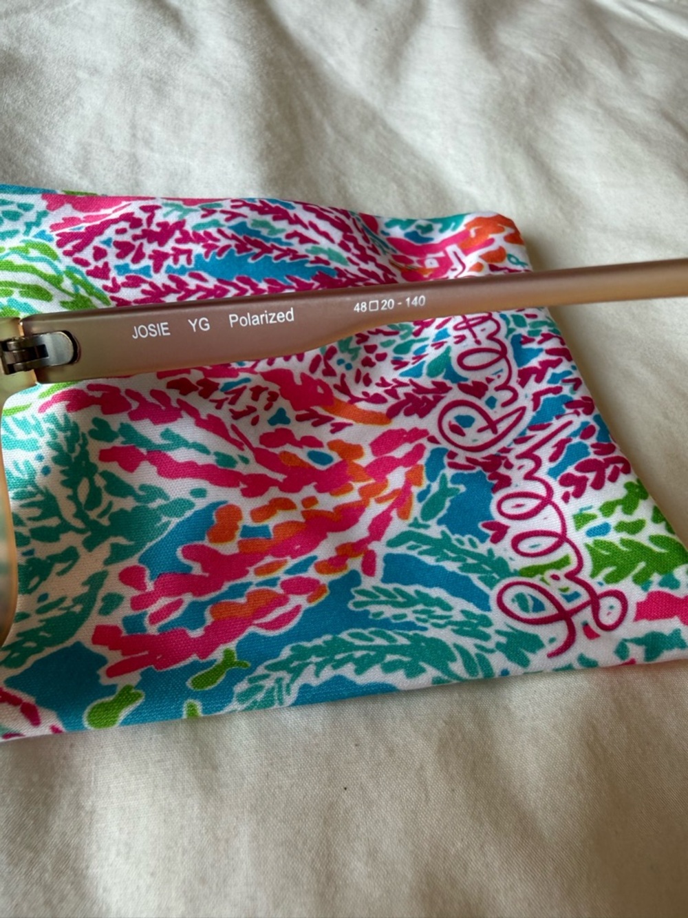 Lilly Pulitzer Matte Brown Frame Sunglasses with Reflective Green Lenses - Picture 6 of 6